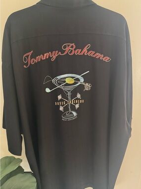 Tommy Bahama Black Graphic Silk Martini Glass Men's Shirt